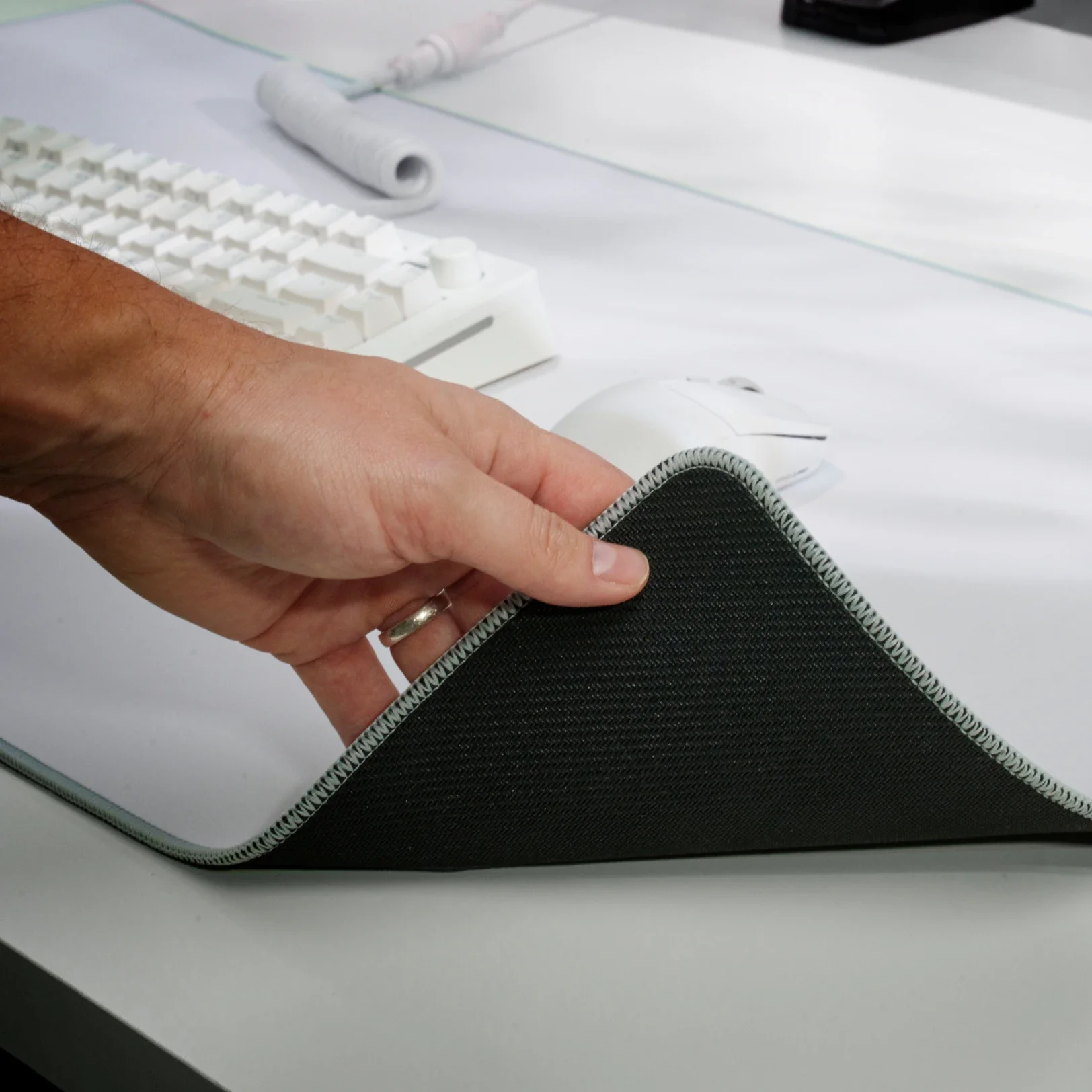 GMP 2 White Stitched Cloth Gaming Mouse Pad - Image 5